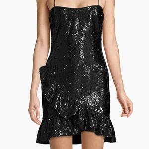 LIKELY Lilia Sequin Flounce Ruffle Cocktail Dress Dark Romantic Goth REVOLVE